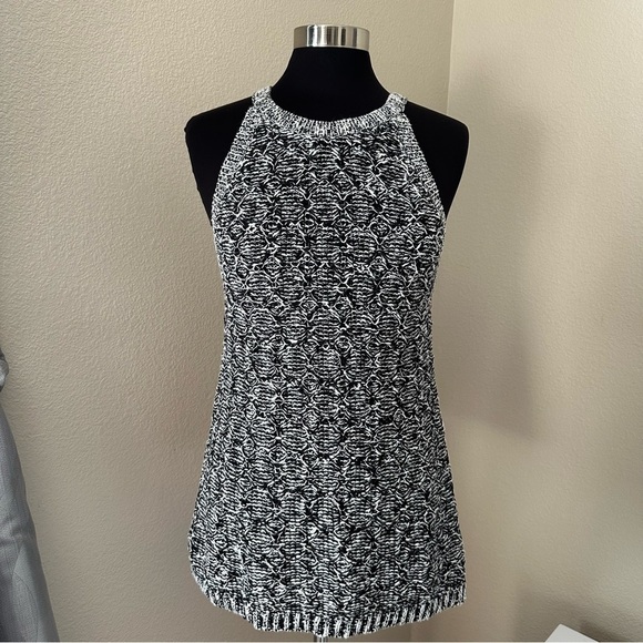 Anthropologie Black and White Knit Sleeveless Sweater Halter Tank Top Size L - Picture 3 of 13
